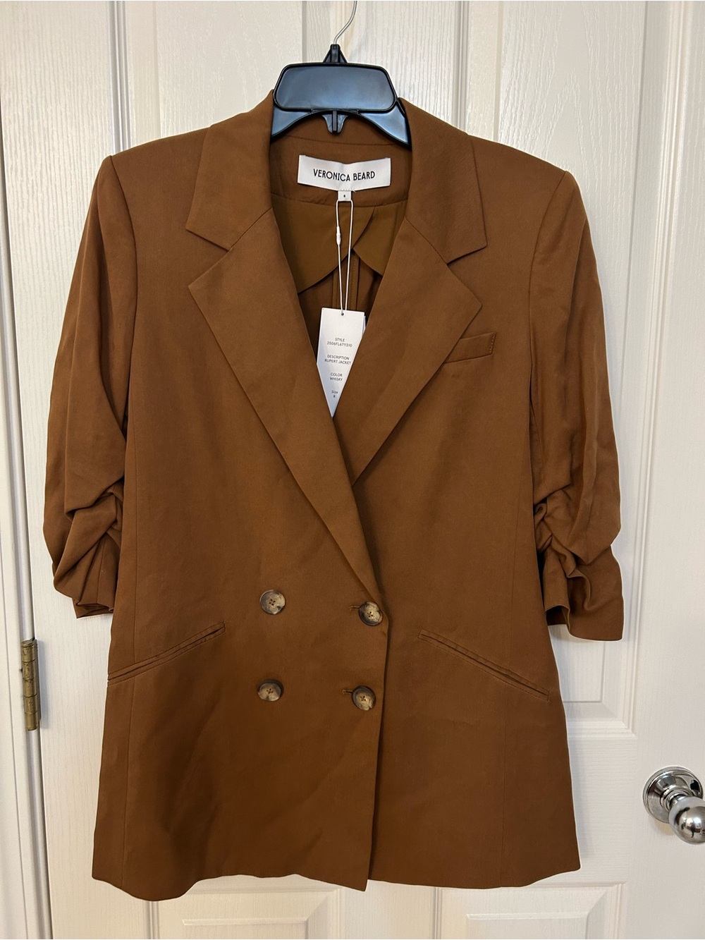 Veronica Beard Rupert Double-Breasted Blazer in Whiskey Size 8 - Picture 8 of 15